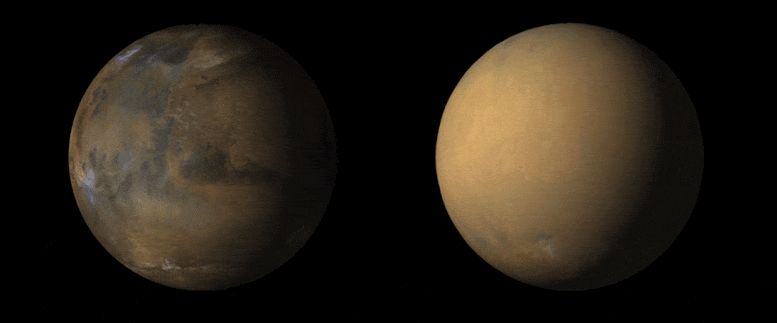 Mars Before and After Dust Storm