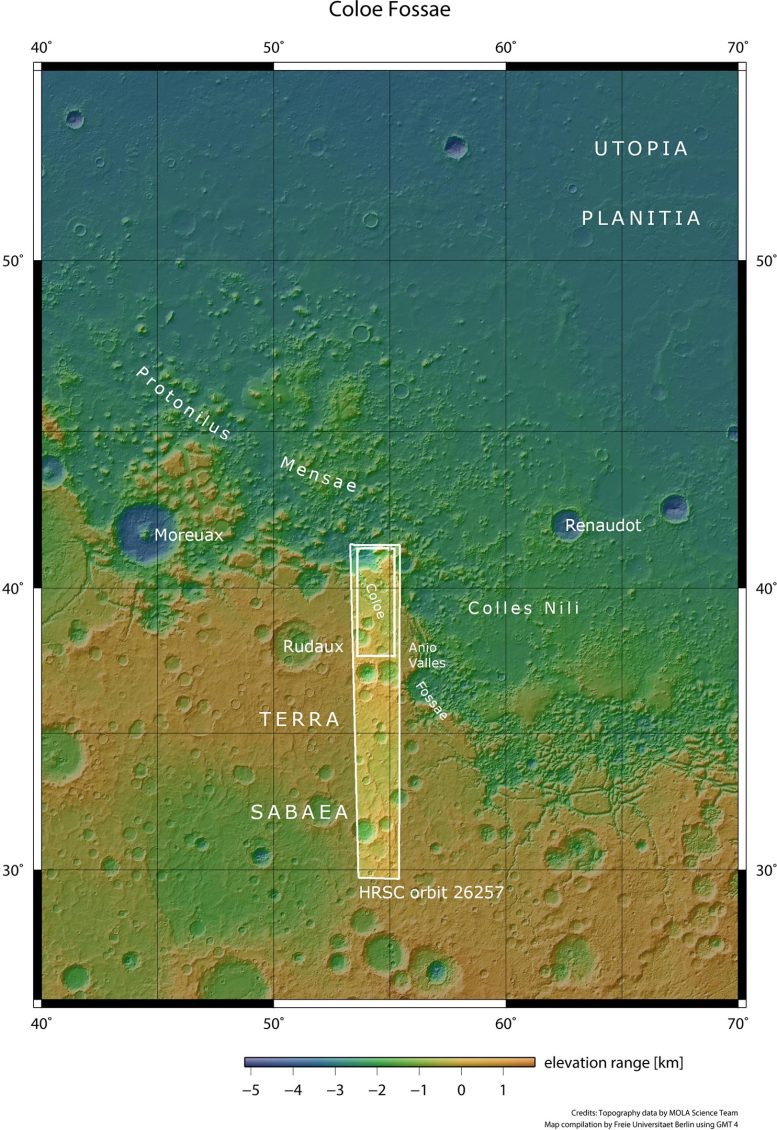 Mars Coloe Fossae Context Map