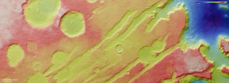 Mars Coloe Fossae Topographic Map