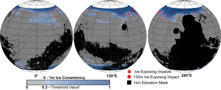 Mars Global Map Water Ice Distribution