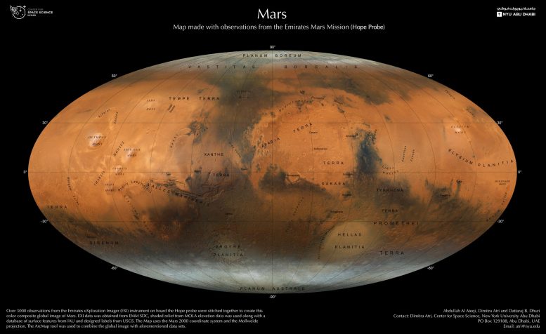 Mars Map UAE Hope Probe