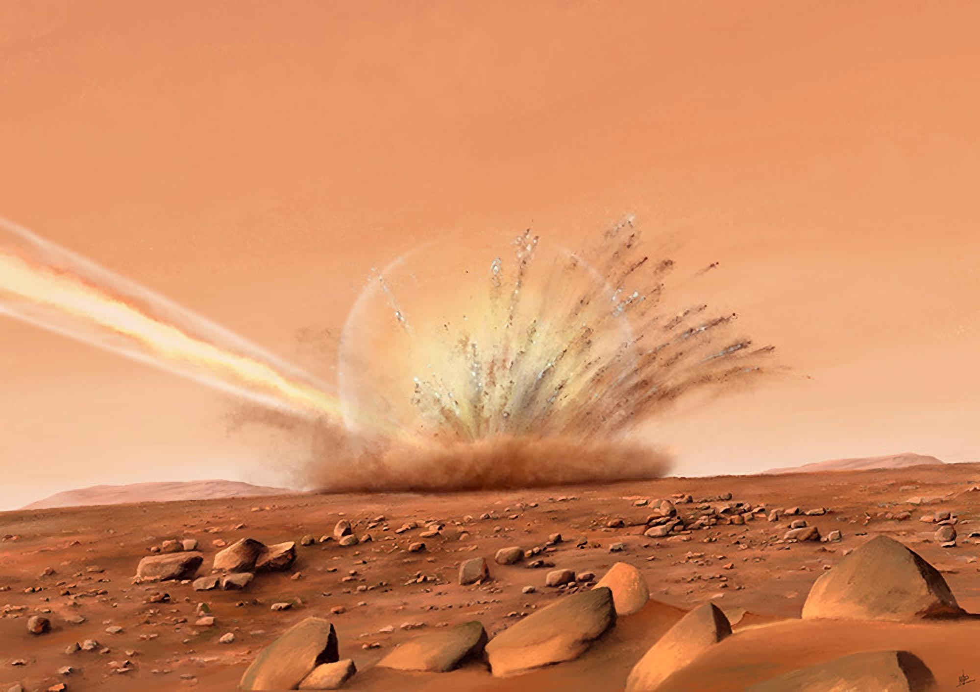 Mars Meteoroid Strike Artist's Impression