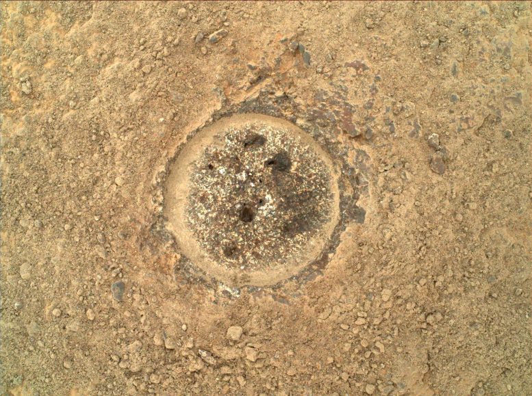Mars Perseverance Rock Abrasion Close Up
