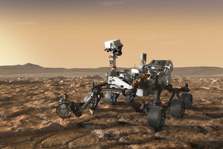 Mars Perseverance Rover Collecting Bedrock Sample