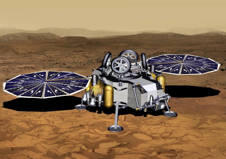 Mars sample return lander with deployed solar panels