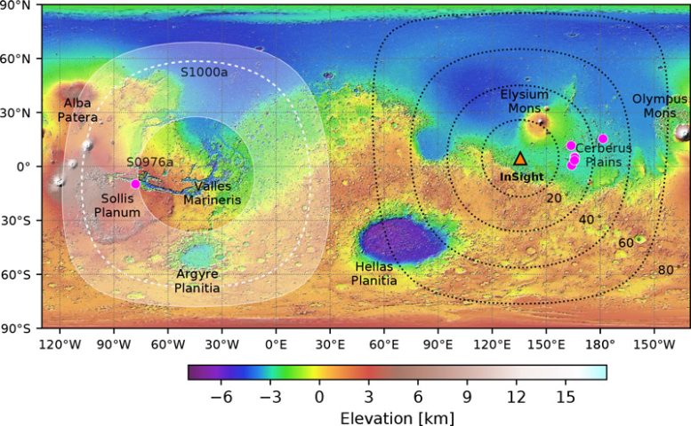 Mappa in rilievo della superficie di Marte