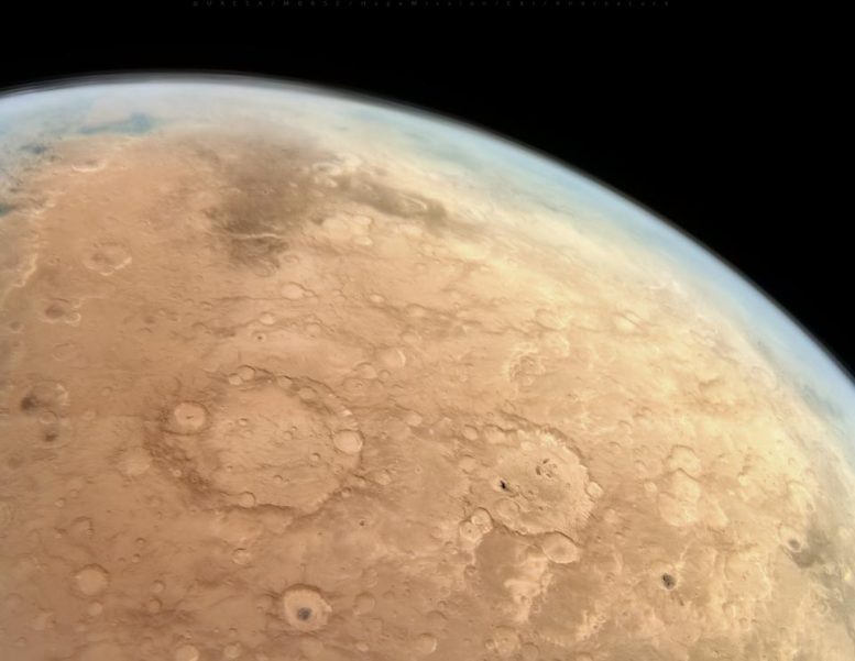 Mars With Thin Atmosphere Observed From Orbit