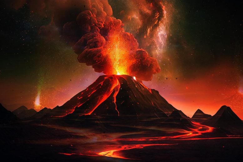 Massive Volcanic Eruption Lava Illustration