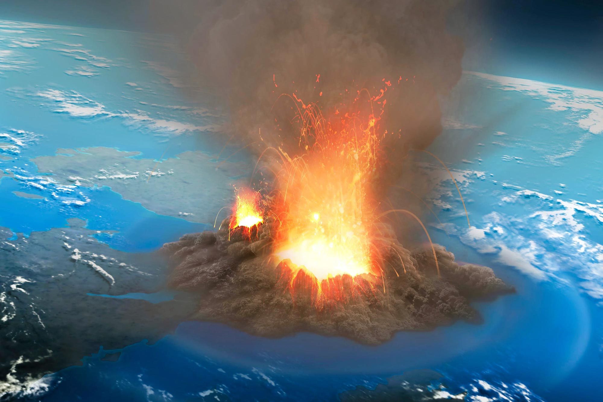 Massive Volcano Eruption Illustration