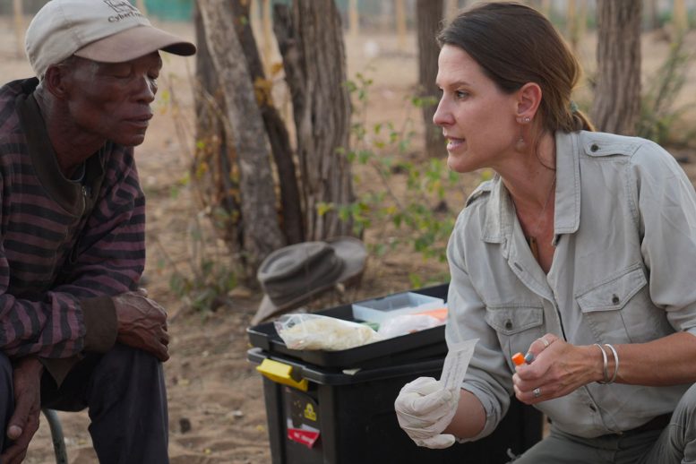 Master Tracker Xui Receives Instructions on Collecting DNA Samples From Jordana Meyer