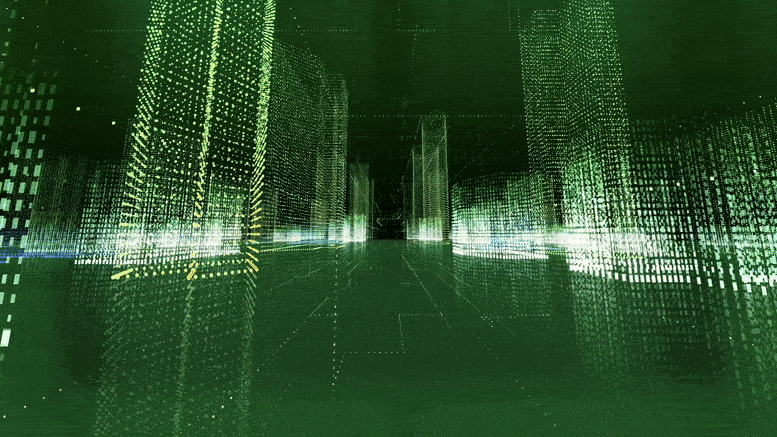 Matrix Hologram Şehir Animasyonu