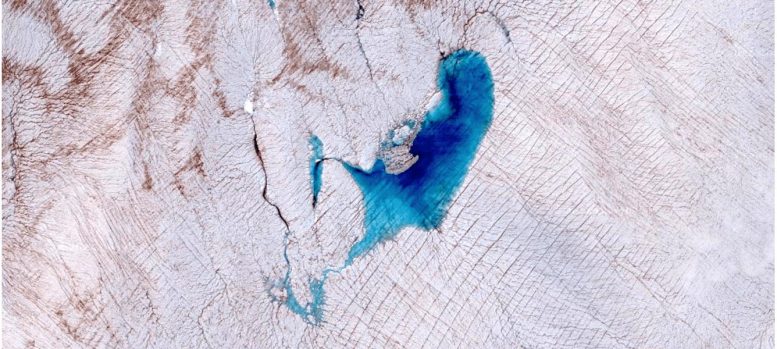 Meltwater Lake on Surface of Greenland’s Ice Sheet