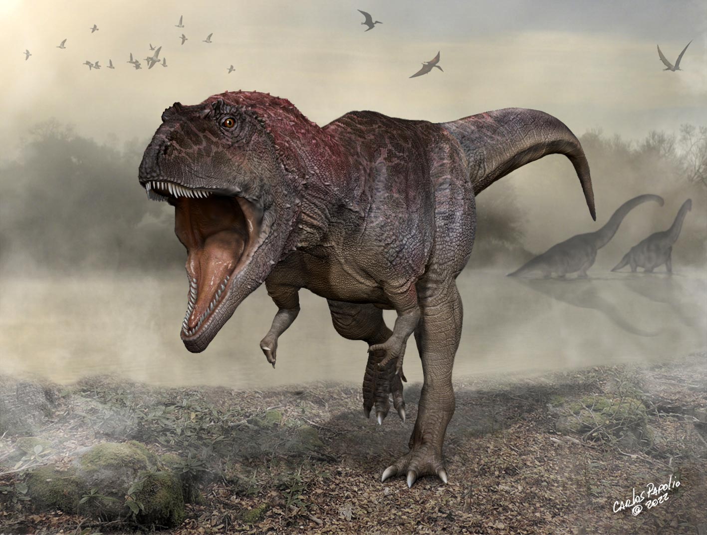 اكتشاف ديناصور عملاق جديد لاحم بأذرع صغيرة مثل T. rex