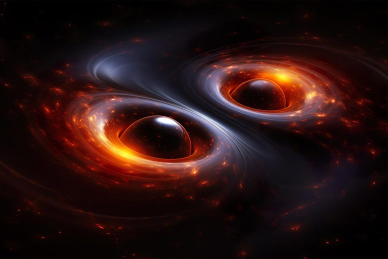 Merging Black Holes Gravitational Waves Illustration