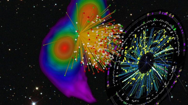 Merging Neutron Stars and Emerging Particle Tracks