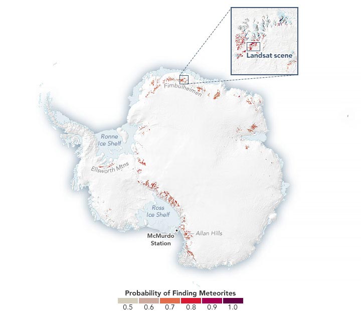 Meteorite Hotspots in Antarctica Annotated