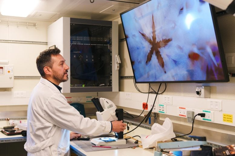 Microscope View in Research Vessel Laboratory