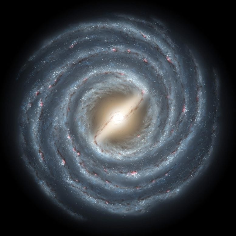 Milky Way Galaxy and Central Bar Viewed From Above