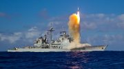 Missile Launch From Guided-Missile Cruiser USS Lake Erie