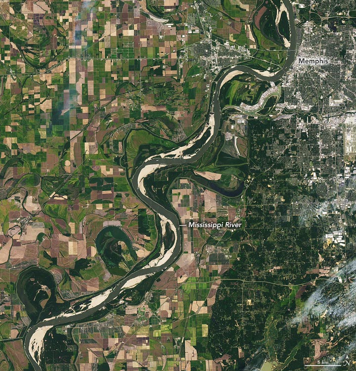 Rio Mississippi, setembro de 2023 anotado