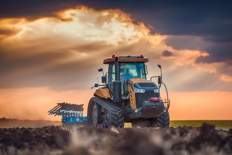 Modern Tractor on Farm