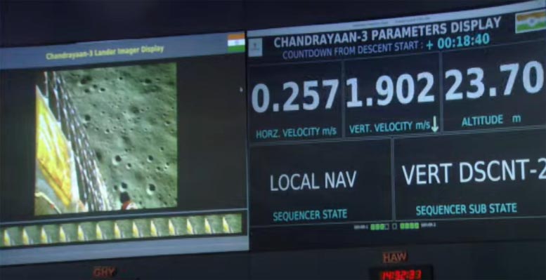 Moments Before the Landing of Chandrayaan-3 on the Lunar Surface