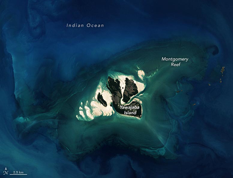 Montgomery Reef Collier Bay Australia High Tide Annotated