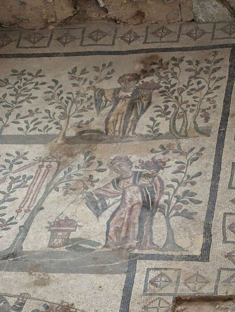 Mosaic of Roman Farm Women at the Villa Romana Del Casale