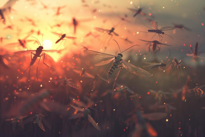 Mosquitoes Pests Swarm Art Concept