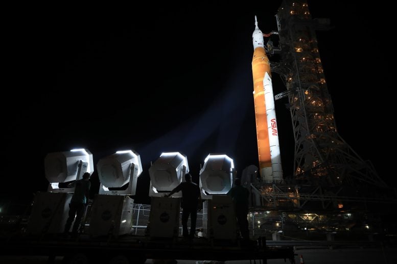 NASA Artemis I Launch Rollout Spotlights