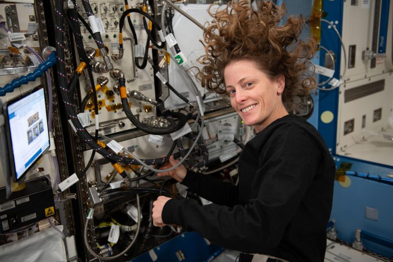 L'astronaute de la NASA Loral O'Hara remplace le matériel
