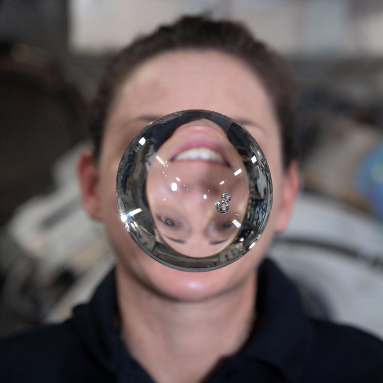 NASA Astronaut Nicole Mann Refracted Sphere of Water