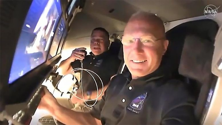 NASA Astronauts Aboard SpaceX Crew Dragon