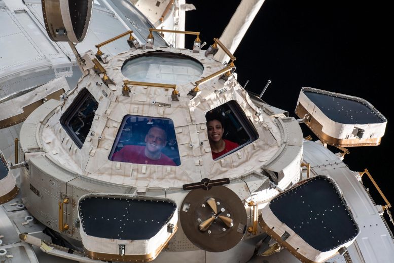 NASA Astronauts Bob Hines and Jessica Watkins ISS Cupola