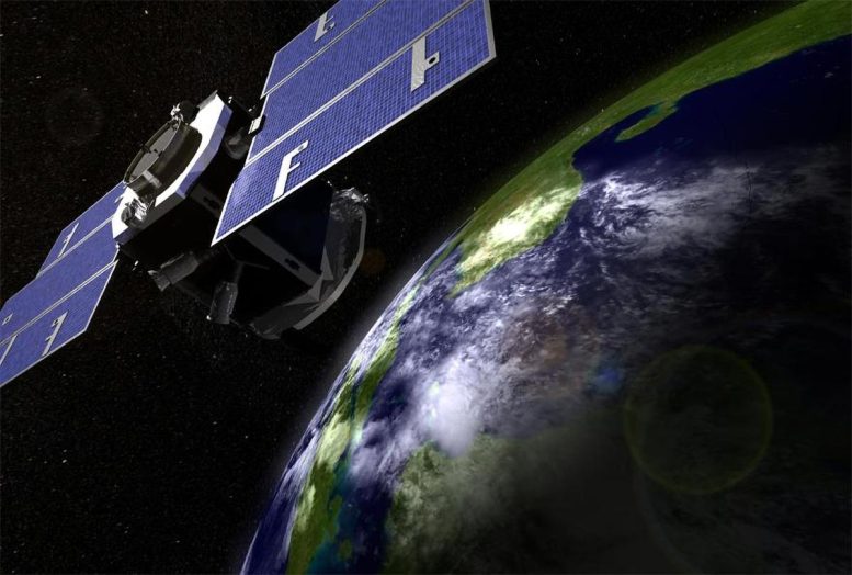 NASA CloudSat Spacecraft in Orbit Above Earth