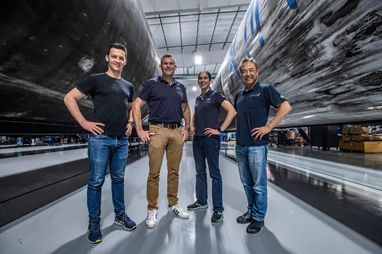 NASA Crew-7 Mission Members Inside SpaceX Hangar X