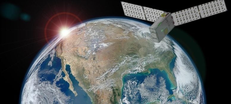 NASA Cubesat Over Earth Lens Flare