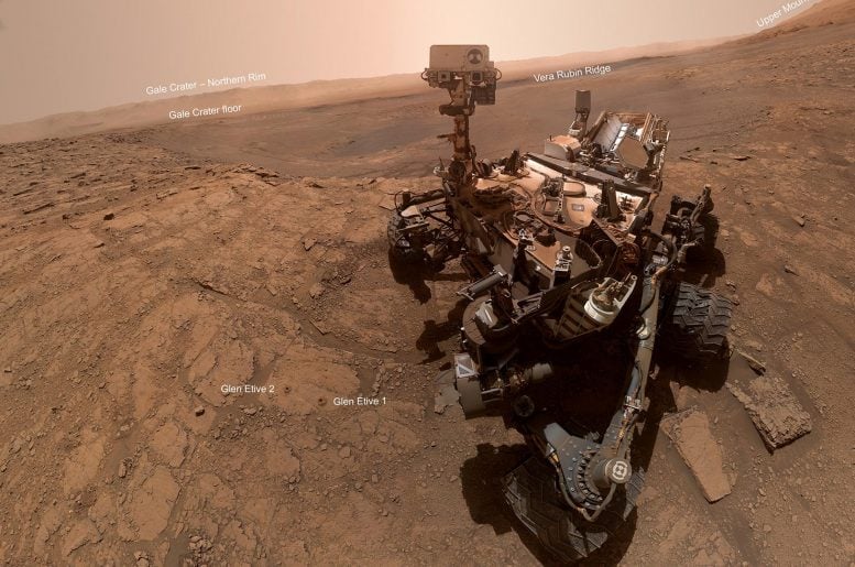 NASA Curiosity Mars Rover Selfie Annotated Crop