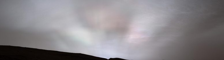 NASA Curiosity Mars Rover Sun Rays Shining Through Clouds at Sunset