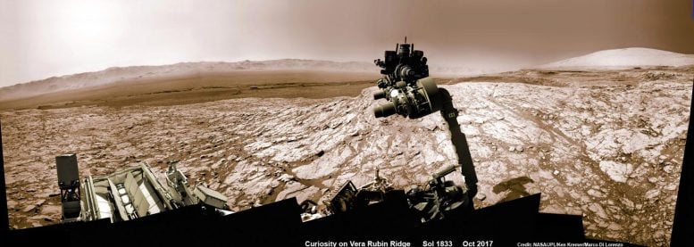 Марсоход NASA Curiosity на хребте Веры Робин