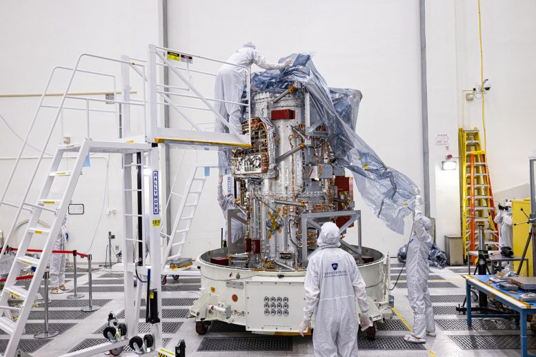 NASA Europa Clipper Spacecraft Clean Room Wrapping JPL