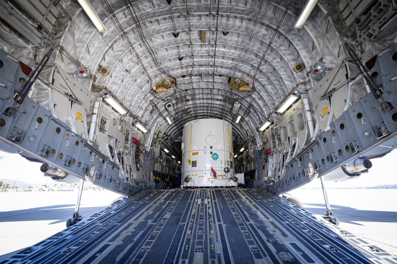 NASA Europa Clipper Spacecraft in Shipping Container Cargo Aircraft