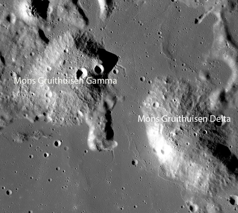NASA Gruithuisen Domes Moon Labeled
