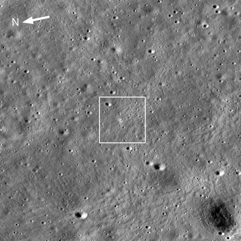 Site d'atterrissage de l'orbiteur de reconnaissance lunaire Chandrayaan-3 de la NASA annoté