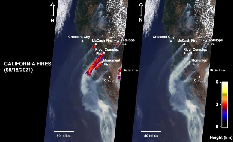 NASA MISR Instrument Northern California Smoke Plumes