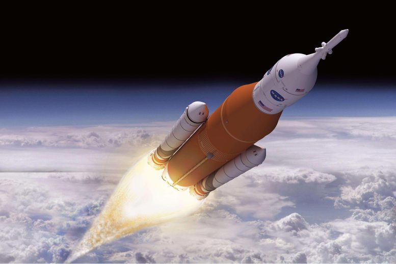 NASA SLS Block 1 Rocket in Flight