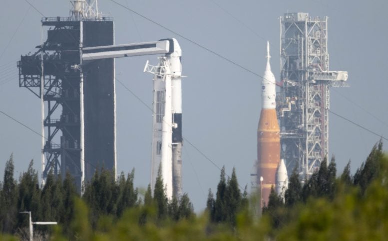 NASA's SLS and SpaceX's Falcon 9 at Launch Complex 39A & 39B