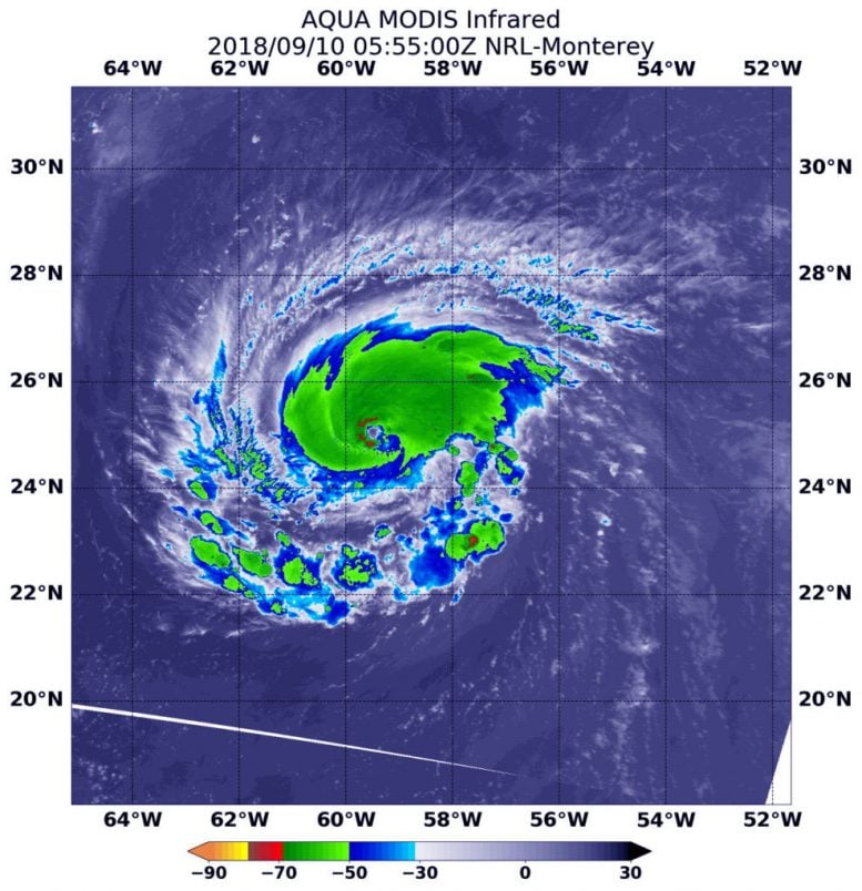 NASA Satellites Show Hurricane Florence Strengthening