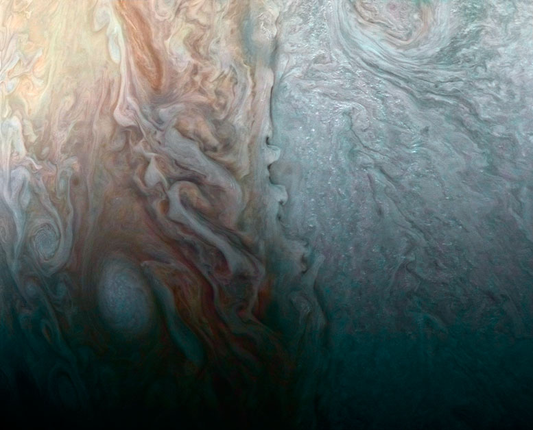 NASA's Juno Spacecraft Image of When Jovian Light and Dark Collide