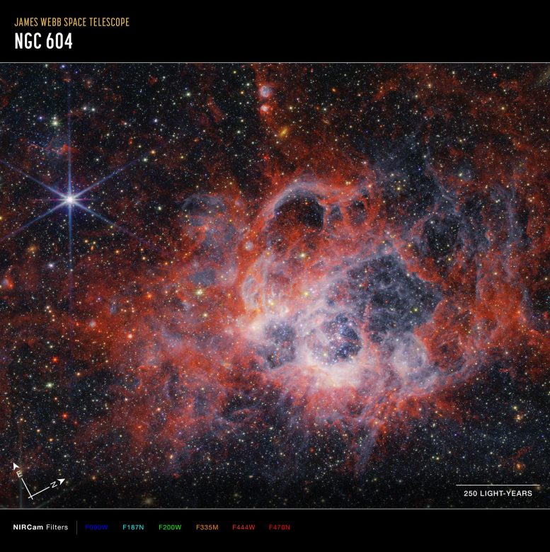 NGC 604 (תמונת מצפן Webb NIRCam)